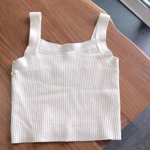Abercrombie & Fitch - Cream Ribbed soft tank cropped - wide straps - Size Large